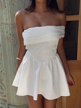 Princess Polly Fruitful Off Shoulder Mini Dress White Size 4